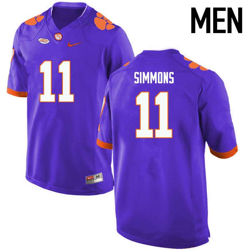 Men Clemson Tigers #11 Isaiah Simmons College Football Jerseys-Purple - Click Image to Close